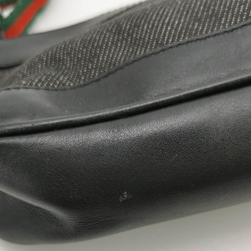 Gucci 牛皮 帆布 拼接 金屬 字母 Logo 拉鍊 單肩包-11