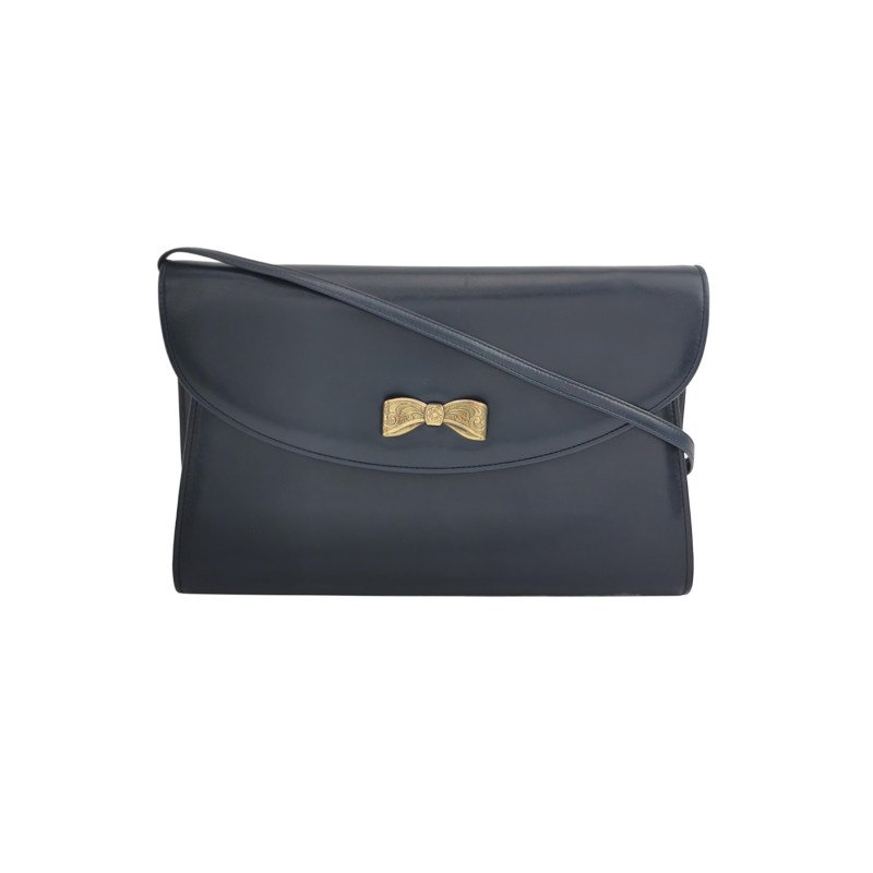 Salvatore Ferragamo 牛皮 純色 蝴蝶結 裝飾 斜背包 單肩包-0