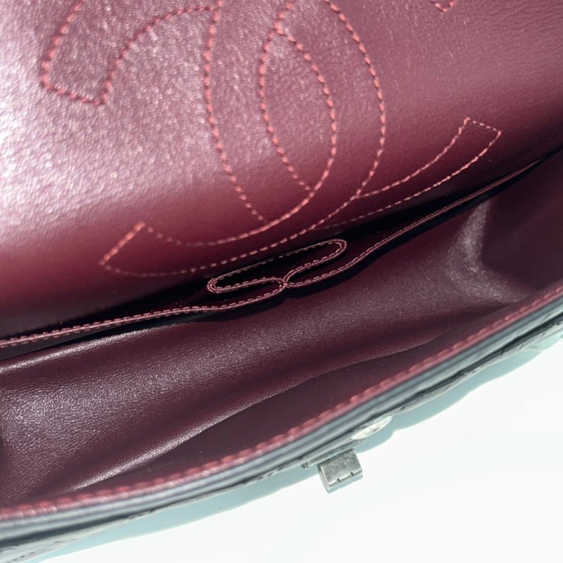 CHANEL 黑銀2.55小号肩背斜背鏈條包 24*16*6.5 98新配件盒子保卡塵袋-1