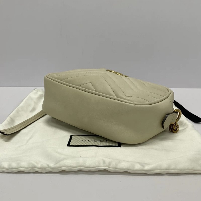 GUCCI Marmont白金雙G相機包 18*11*6 98新配件塵袋-2