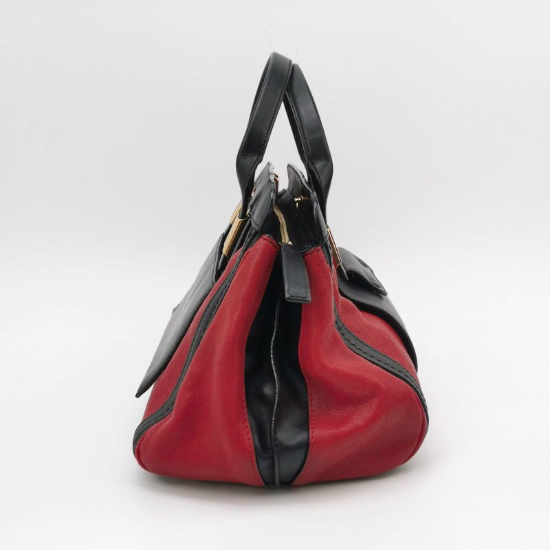 Chloe Alice 牛皮 羊皮 拼色 按扣 插袋 手提包-2