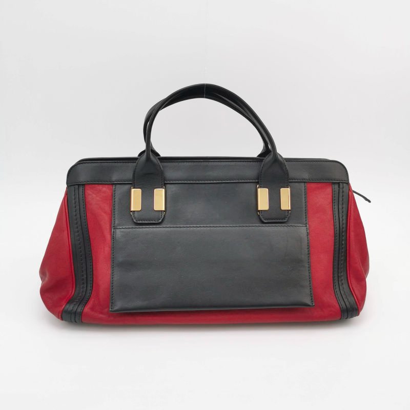 Chloe Alice 牛皮 羊皮 拼色 按扣 插袋 手提包-3