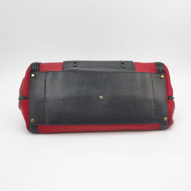 Chloe Alice 牛皮 羊皮 拼色 按扣 插袋 手提包-4