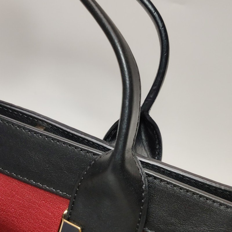 Chloe Alice 牛皮 羊皮 拼色 按扣 插袋 手提包-11