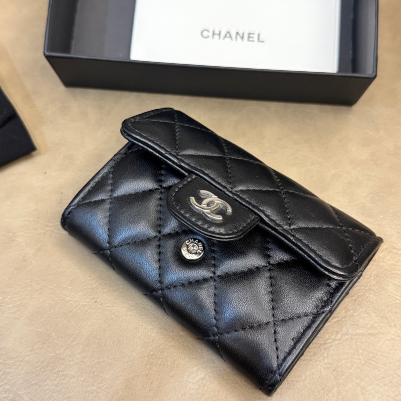 香奈兒Chanel黑色羊皮單層卡包-5