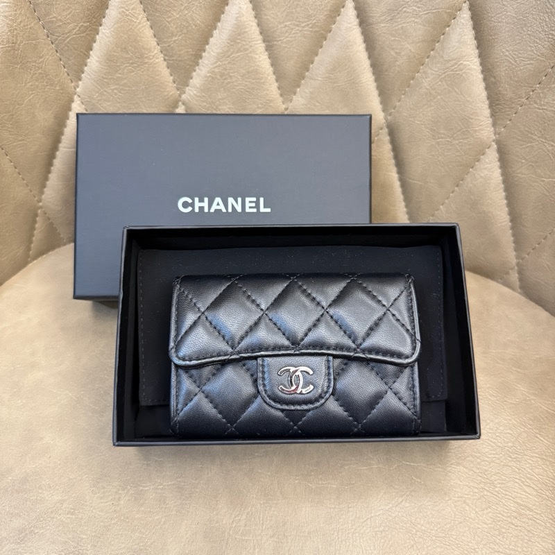 香奈兒Chanel黑色羊皮單層卡包-7