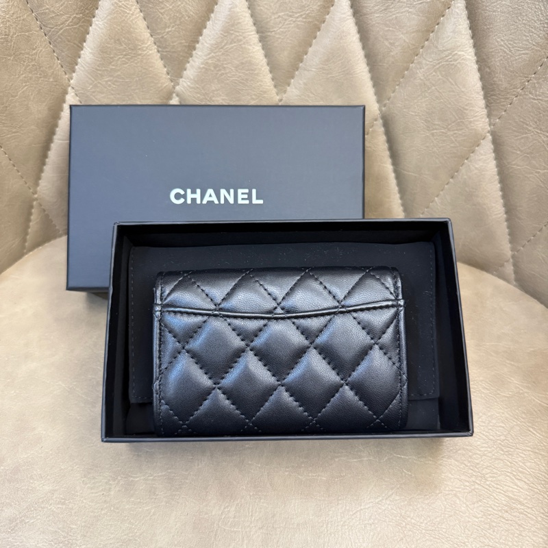 香奈兒Chanel黑色羊皮單層卡包-8
