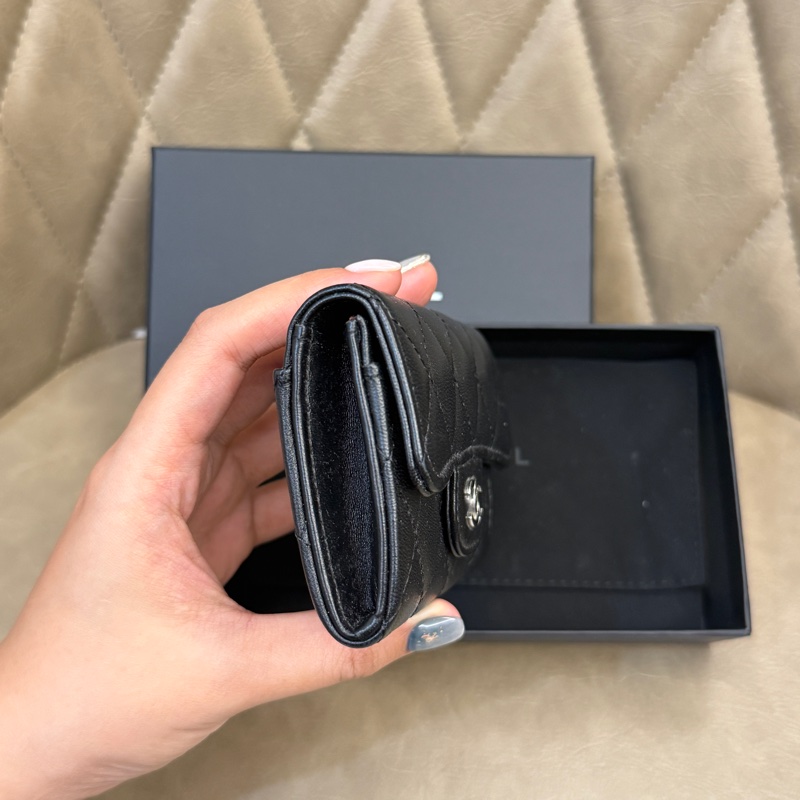 香奈兒Chanel黑色羊皮單層卡包-10