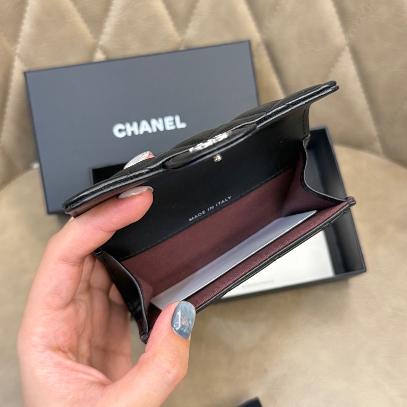 香奈兒Chanel黑色羊皮單層卡包-12