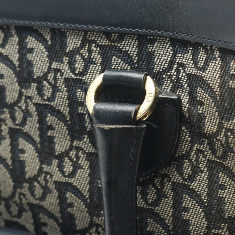 Christian Dior Trotter 手提包 帆布 皮革 海軍藍 二手 女士-5