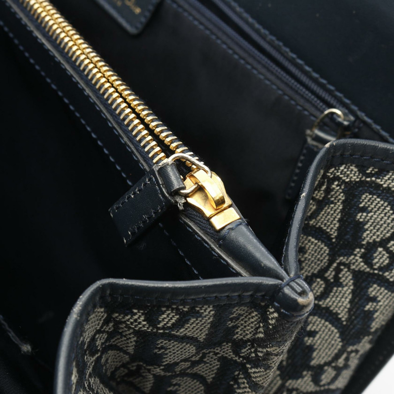 Christian Dior Trotter 手提包 帆布 皮革 海軍藍 二手 女士-8