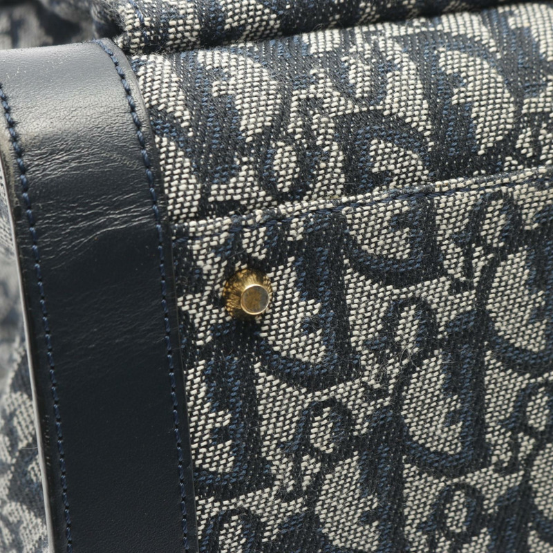 Christian Dior Trotter 手提包 帆布 皮革 海軍藍 二手 女士-9