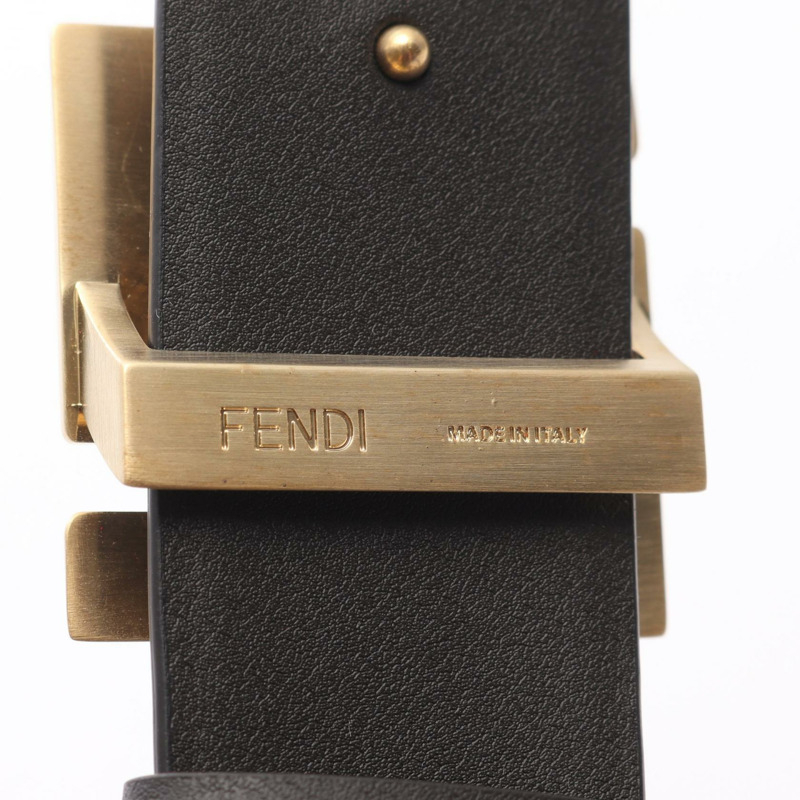 FENDI FF 標誌扣腰帶 7C0541ASIWF1S9U90 皮革棕色全新男士-3
