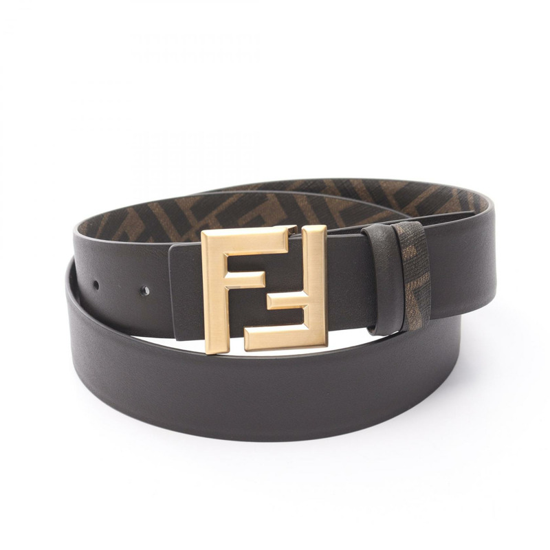 FENDI FF 標誌扣腰帶 7C0541ASIWF1S9U90 皮革棕色全新男士-4