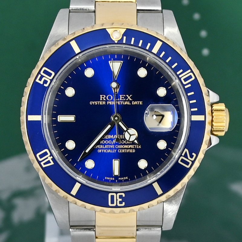 9成5新 Rolex  Submariner 16613 Date 18k Gold Steel Folding Clasp Full Set (思英Ora)-0