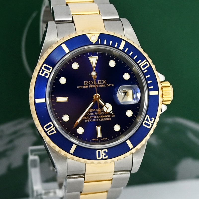 9成5新 Rolex  Submariner 16613 Date 18k Gold Steel Folding Clasp Full Set (思英Ora)-1
