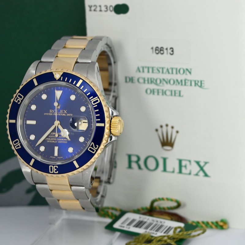 9成5新 Rolex  Submariner 16613 Date 18k Gold Steel Folding Clasp Full Set (思英Ora)-3