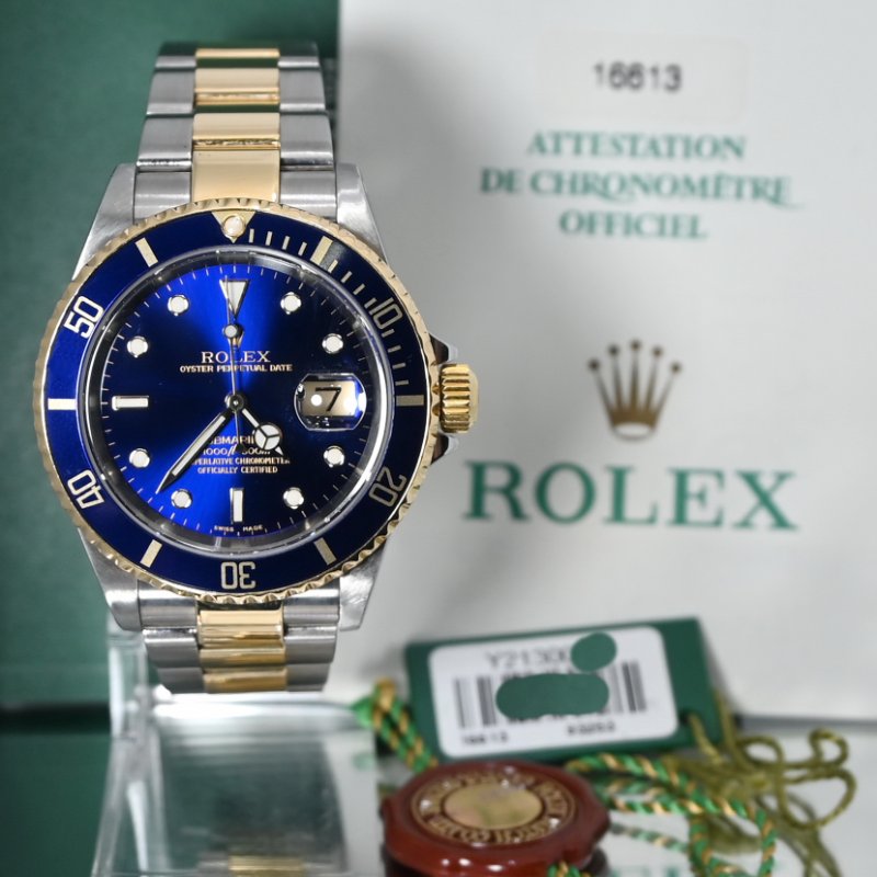 9成5新 Rolex  Submariner 16613 Date 18k Gold Steel Folding Clasp Full Set (思英Ora)-4
