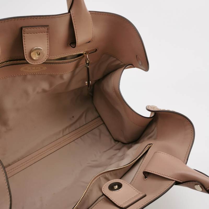 Tod's Cape 牛皮 漆皮 純色 壓花 Logo 手提包-6