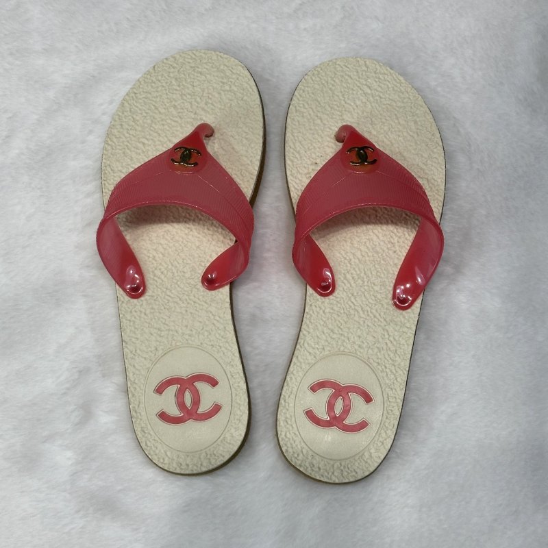 CHANEL 米粉色沙灘拖鞋-0