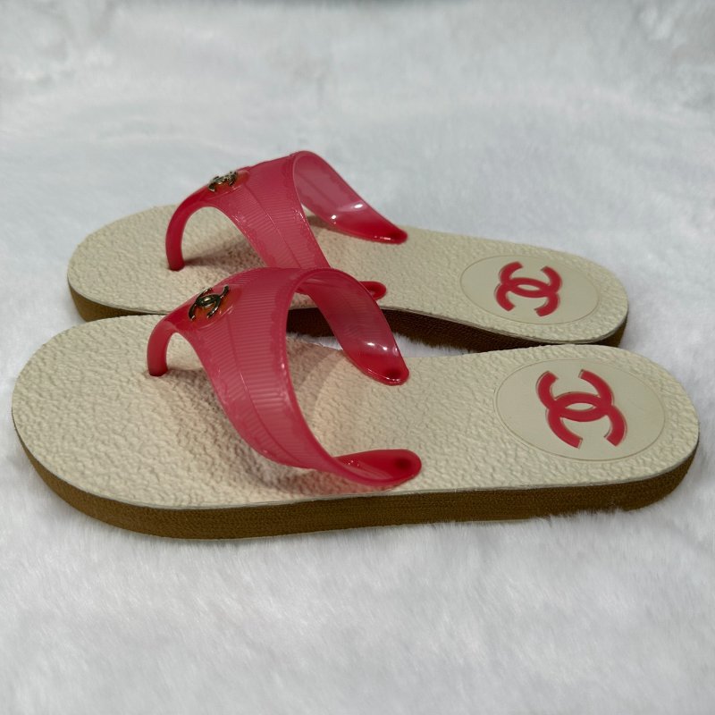 CHANEL 米粉色沙灘拖鞋-4