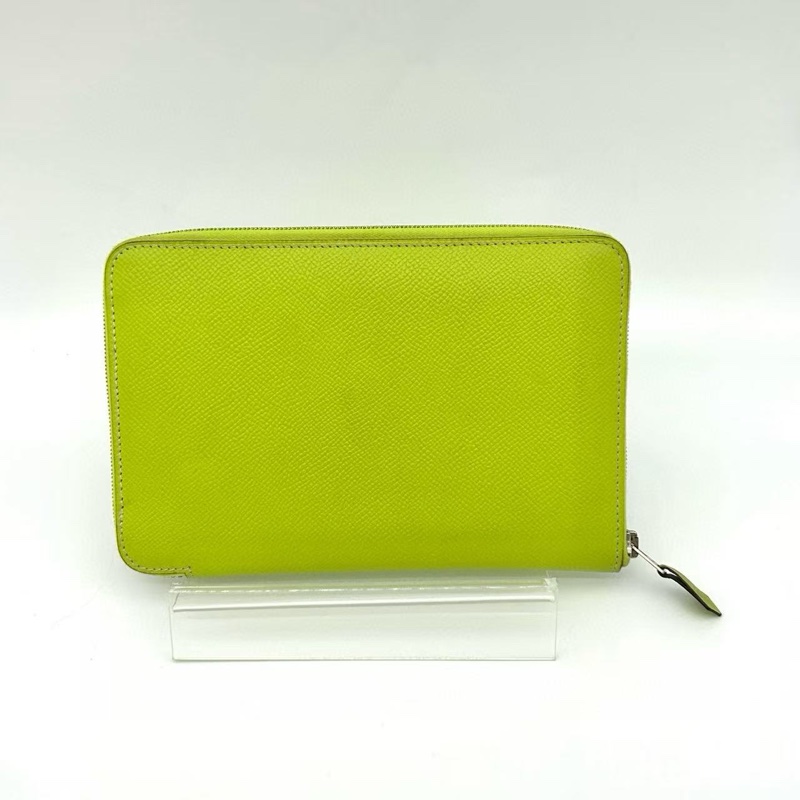 「JL精品代購」愛馬仕檸檬綠拉鏈錢包 epsom皮-0