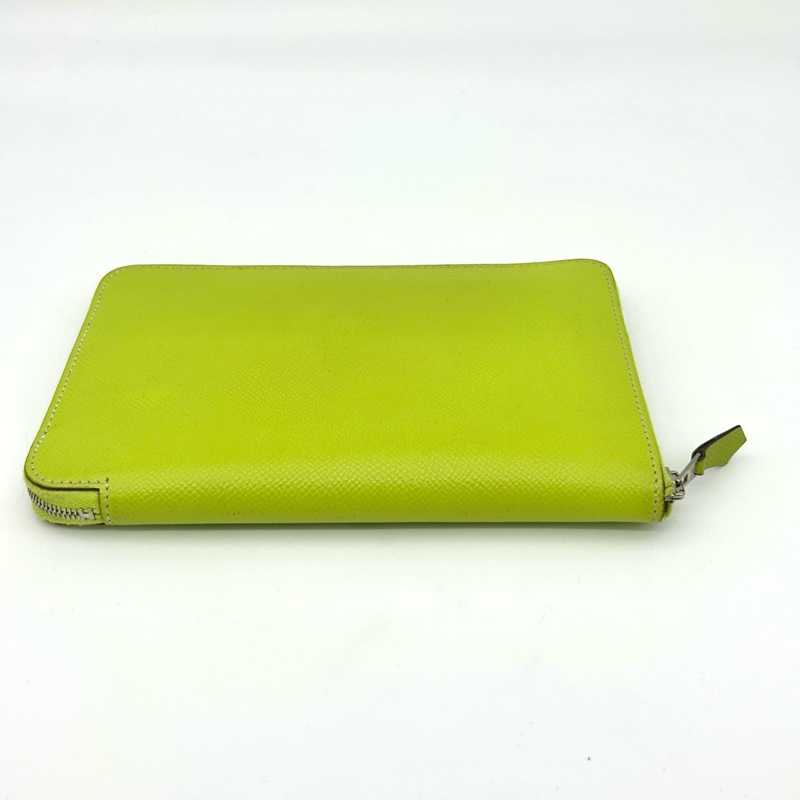 「JL精品代購」愛馬仕檸檬綠拉鏈錢包 epsom皮-5