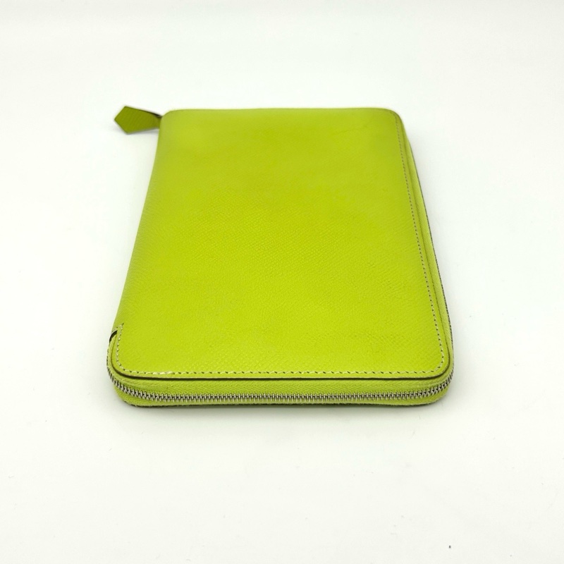 「JL精品代購」愛馬仕檸檬綠拉鏈錢包 epsom皮-6