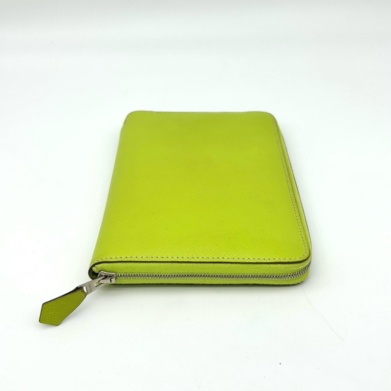 「JL精品代購」愛馬仕檸檬綠拉鏈錢包 epsom皮-7