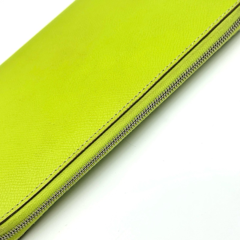 「JL精品代購」愛馬仕檸檬綠拉鏈錢包 epsom皮-8