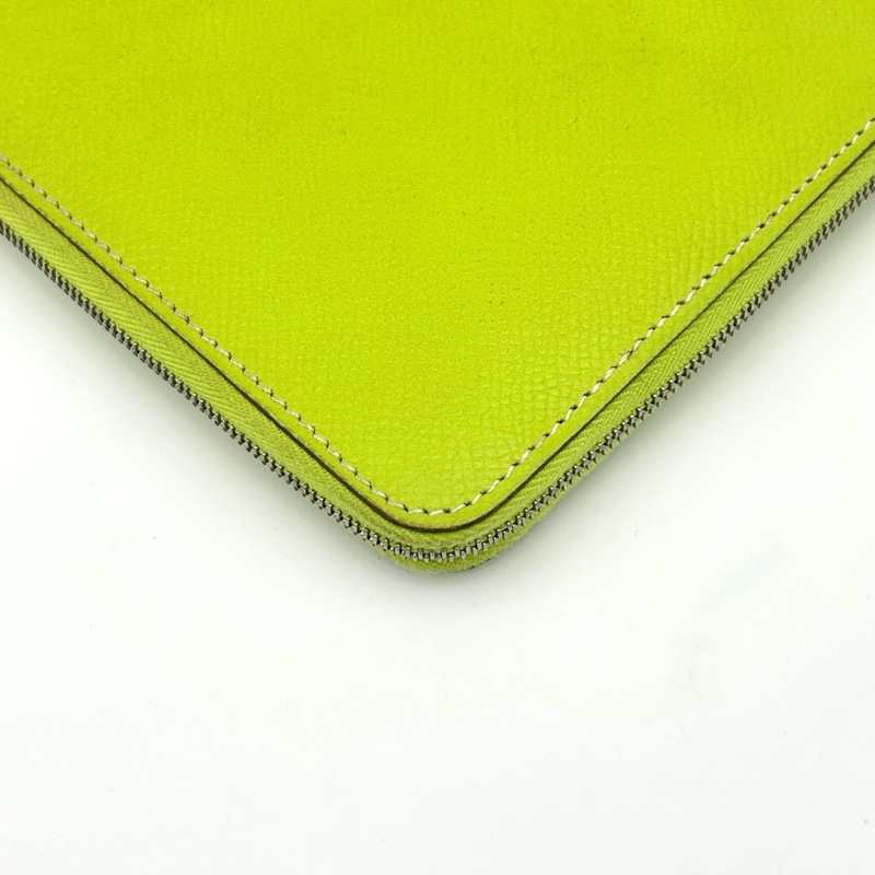 「JL精品代購」愛馬仕檸檬綠拉鏈錢包 epsom皮-10