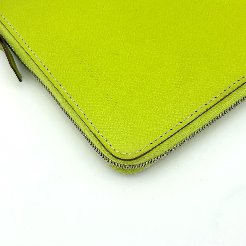 「JL精品代購」愛馬仕檸檬綠拉鏈錢包 epsom皮-11