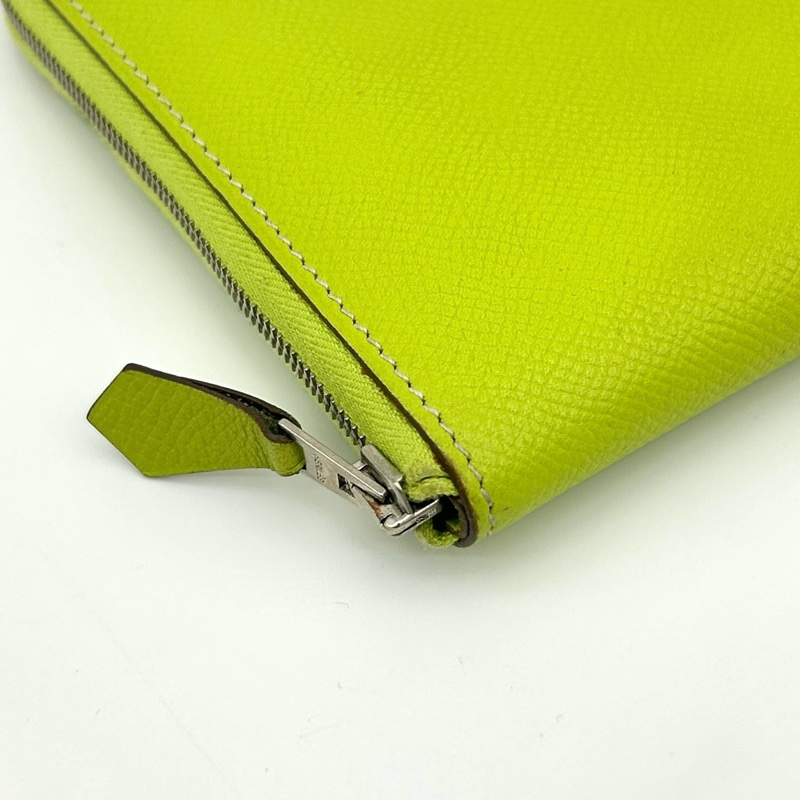 「JL精品代購」愛馬仕檸檬綠拉鏈錢包 epsom皮-17