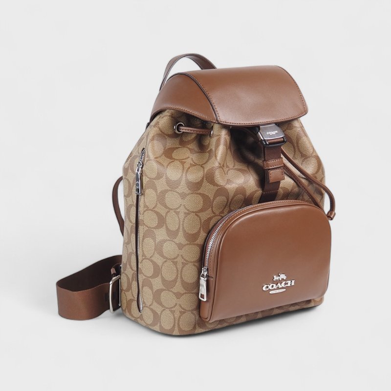 COACH PACE 前口袋馬車LOGO PVC束口後背包(卡其/棕咖 贈原廠專屬防塵袋+品牌提袋)-2