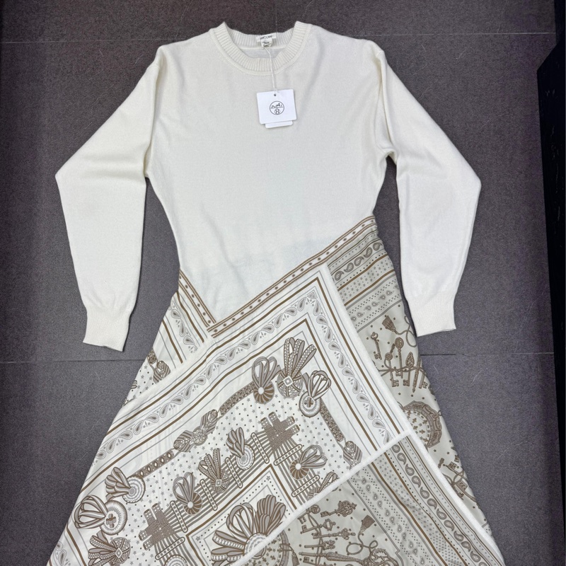 hermes 女裝絲綢羊毛連身裙-0