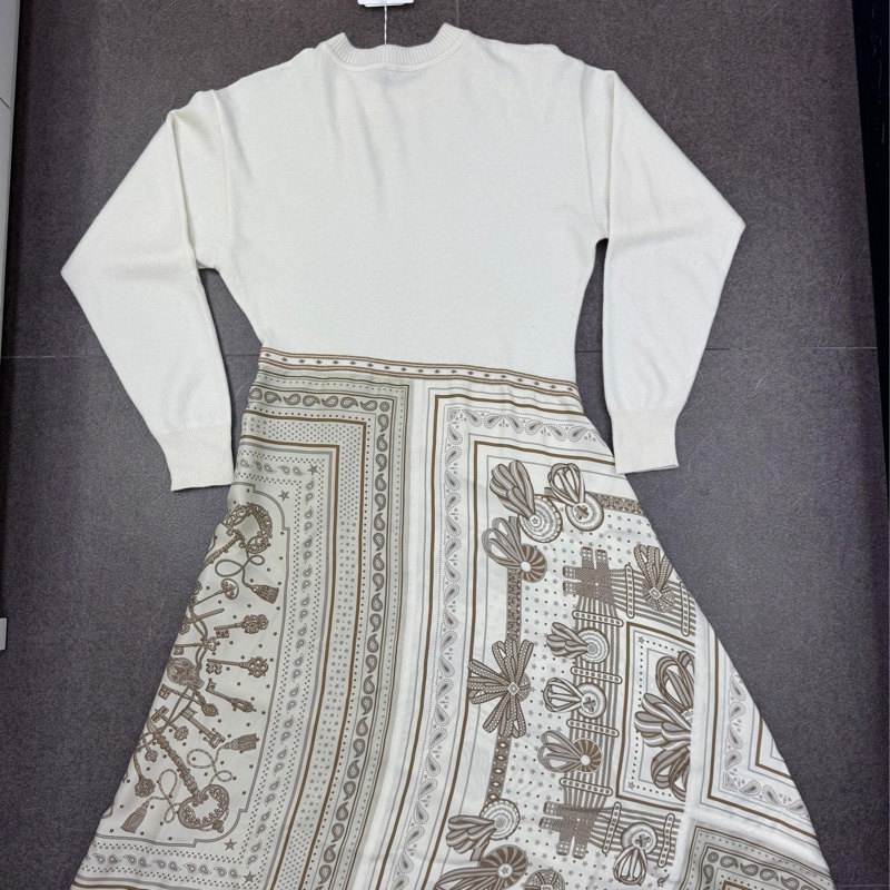 hermes 女裝絲綢羊毛連身裙-1
