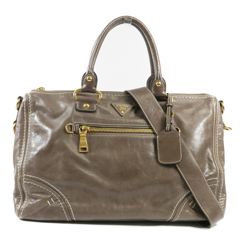 PRADA 牛皮皮革2 Way Shoulder Bag金扣手挽肩背兩用袋-0