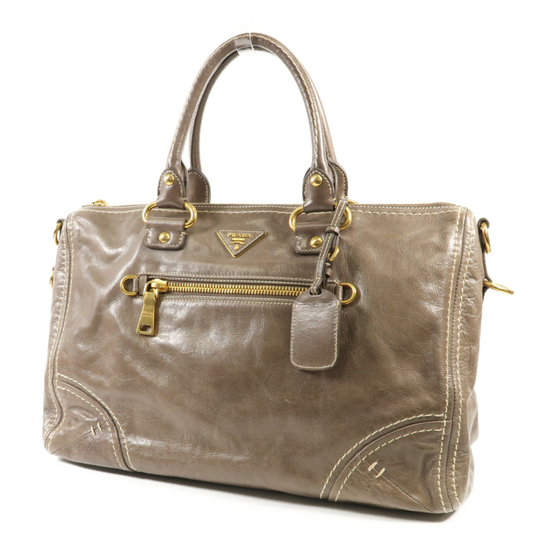 PRADA 牛皮皮革2 Way Shoulder Bag金扣手挽肩背兩用袋-2