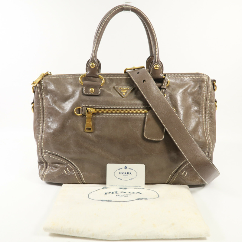 PRADA 牛皮皮革2 Way Shoulder Bag金扣手挽肩背兩用袋-10