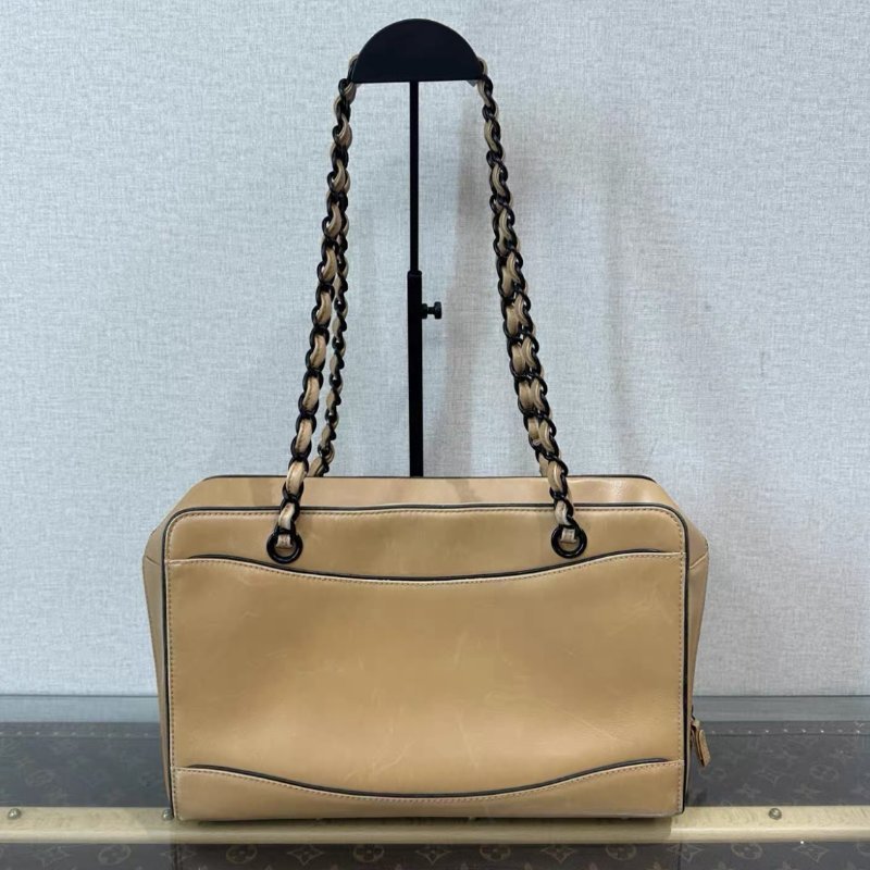 CHANEL 中古 奶茶色手提肩背鏈條包32*20*11 98新配件塵袋保卡-7