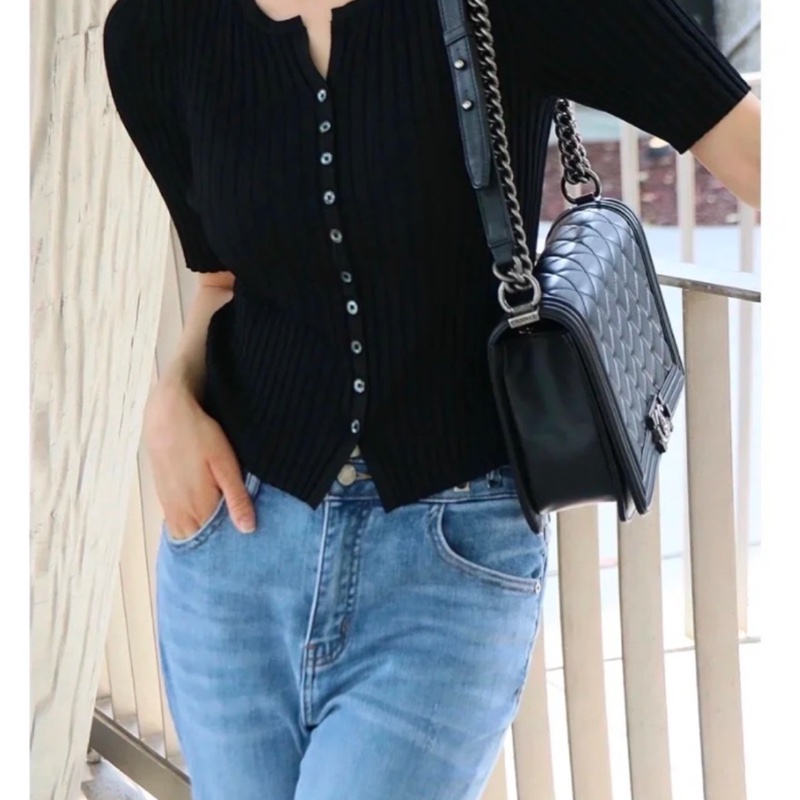 Chanel leboy28黑銀全牛皮鏈條斜挎包 #99新閒置 #櫃上在售25萬-5