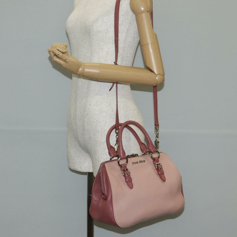 【日本直送】Miu Miu 手提包 皮革 2way 粉紅色 銀色 正品 133438V-26
