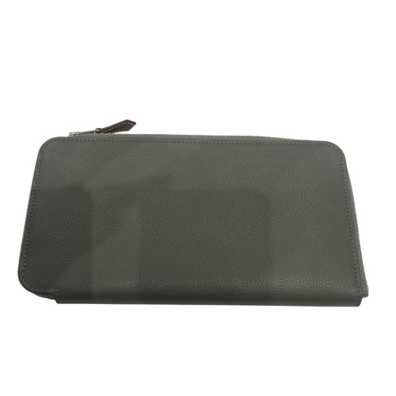 HERMES 愛馬仕 AZAP SILK IN 長夾 Evercolor  灰色 拉鍊 絲巾-1