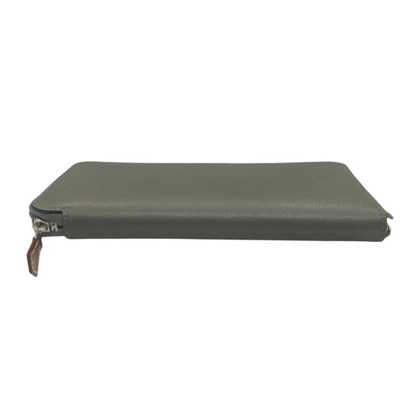 HERMES 愛馬仕 AZAP SILK IN 長夾 Evercolor  灰色 拉鍊 絲巾-2