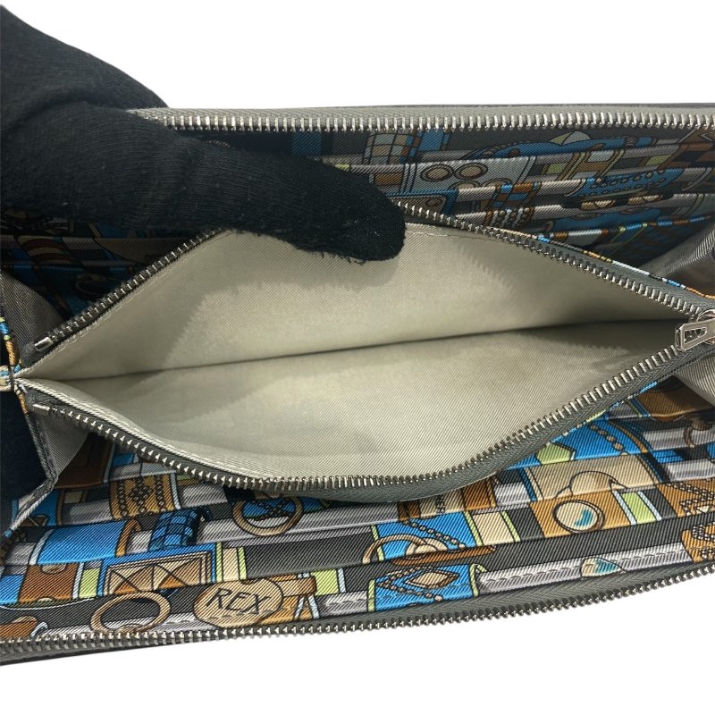 HERMES 愛馬仕 AZAP SILK IN 長夾 Evercolor  灰色 拉鍊 絲巾-6