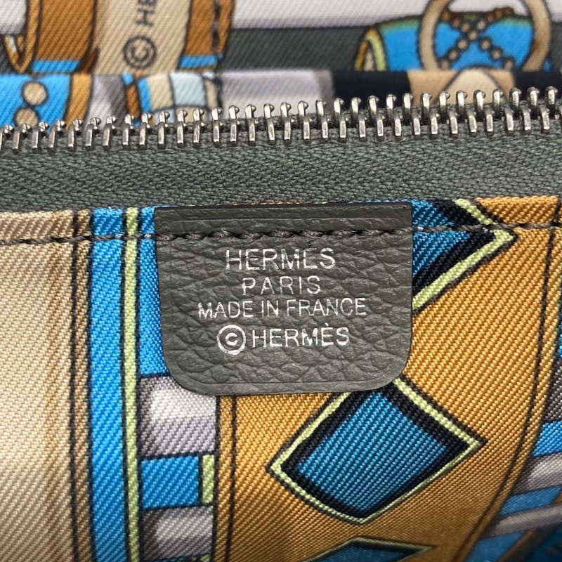 HERMES 愛馬仕 AZAP SILK IN 長夾 Evercolor  灰色 拉鍊 絲巾-8