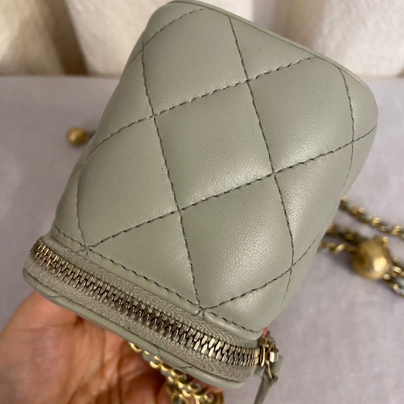 CHANEL 香奈兒 超級熱門金球盒子包  31開 灰绿色-7