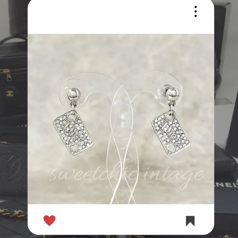 💖9月新品上架 🔥甜價 限時折扣 💖 ✨極美 Christian Dior 銀色心形水鑽耳環  經典DIOR 頸項款-0