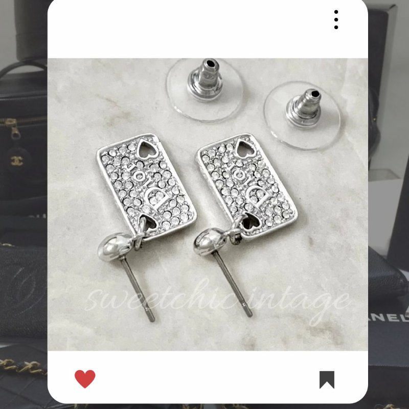 💖9月新品上架 🔥甜價 限時折扣 💖 ✨極美 Christian Dior 銀色心形水鑽耳環  經典DIOR 頸項款-6