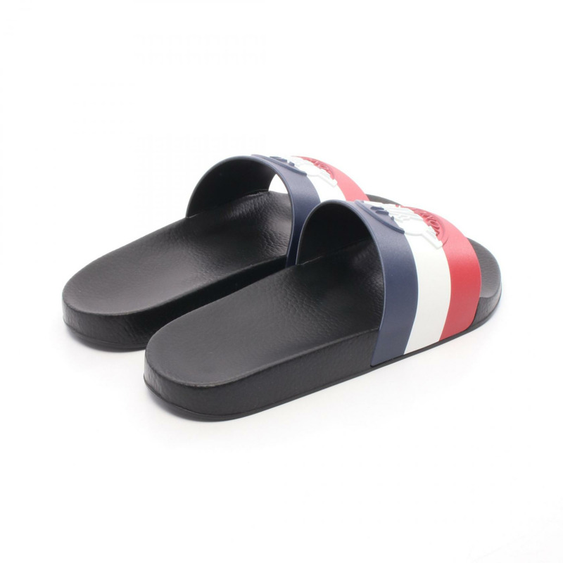 MONCLER BASILE 淋浴涼鞋 4C0002001A4999841 橡膠 海軍藍 紅色 全新 男款 41碼-1